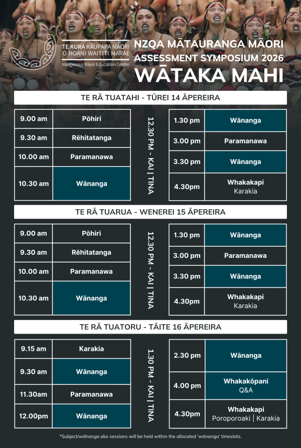 2026 Mātauranga Māori Assessment Symposium programme image