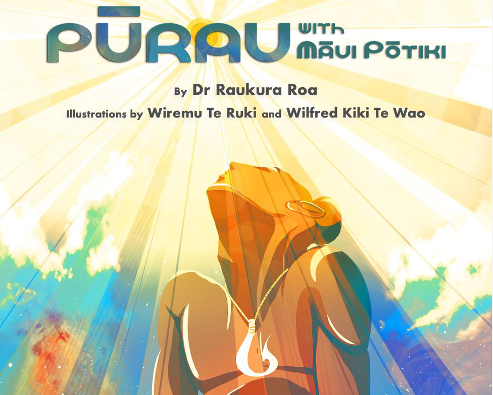 The coverpage of the book Pūrau with Māui Pōtiki