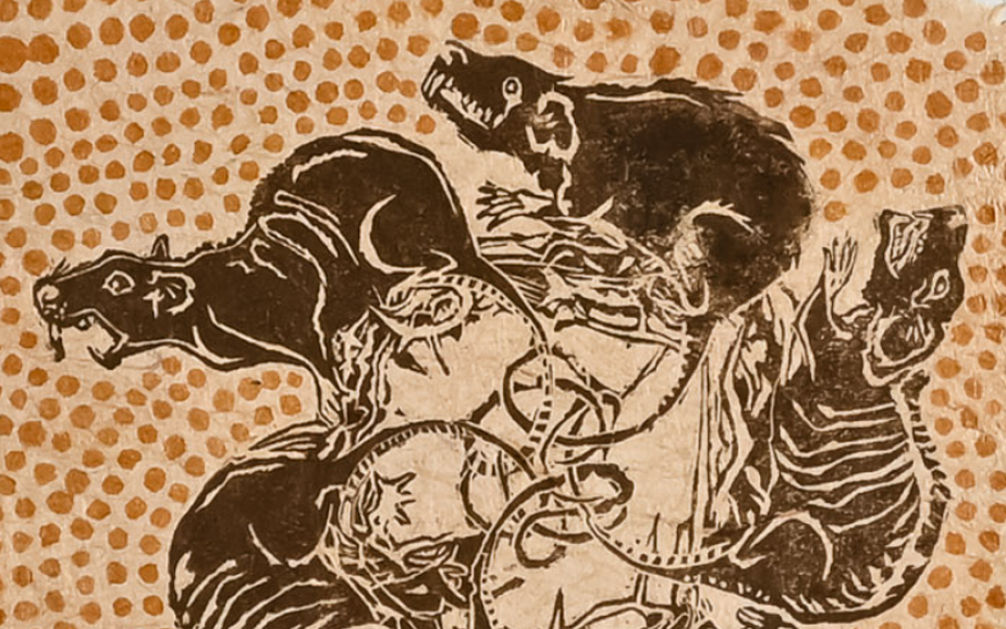 A print showing a rat king, part of this year's Top Art tour