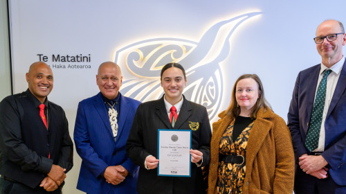 NZQA and Te Matatini celebrate Awatea Rivers Hall as the first Top Subject Scholar for Te Ao Haka. 